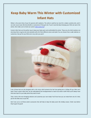 Keep Baby Warm This Winter with Customized Infant Hats