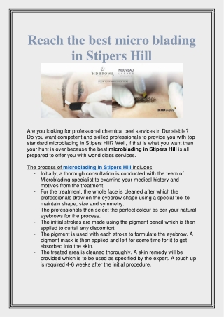 Reach the best micro blading in Stipers Hill