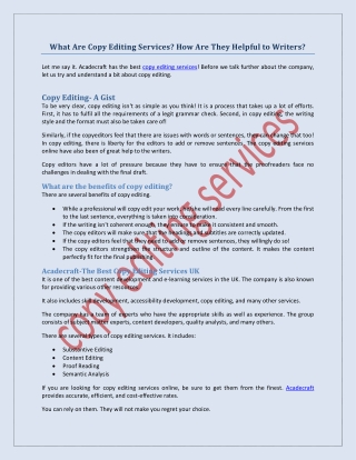 What Are Copy Editing Services? How Are They Helpful to Writers?