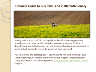 Ultimate Guide to Buy Raw Land in Klamath County