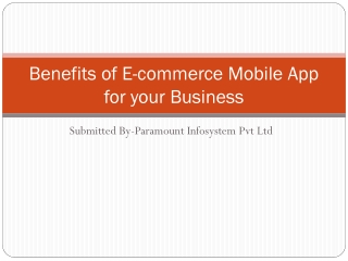 Benefits of E-commerce Mobile App for your Business