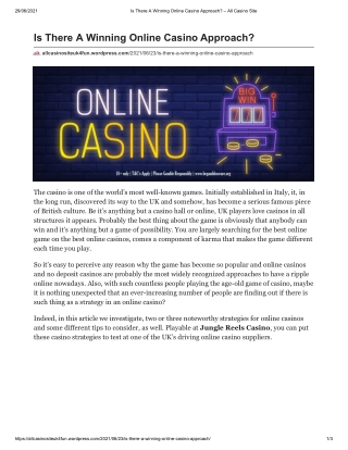 Is There A Winning Online Casino Approach?