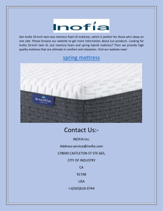 Spring Mattress | Inofia.Com