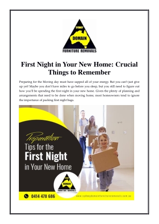 First Night in Your New Home Crucial Things to Remember