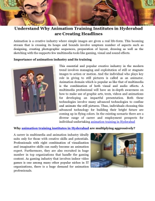 Understand Why Animation Training Institutes in Hyderabad are Creating Headlines