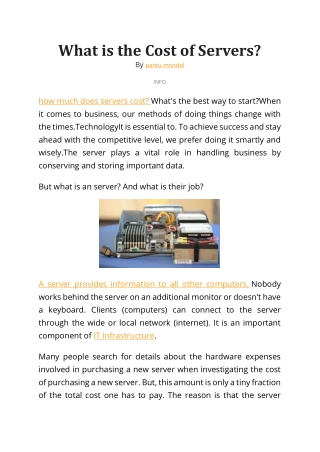 How much does servers cost.Cost of operating the server and also its application