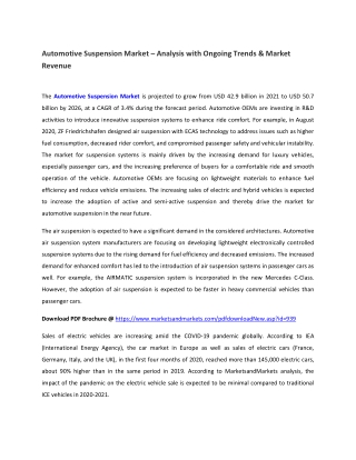 Automotive Suspension Market – Analysis with Ongoing Trends & Market Revenue