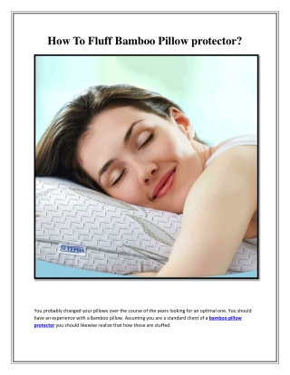 How To Fluff Bamboo Pillow protector