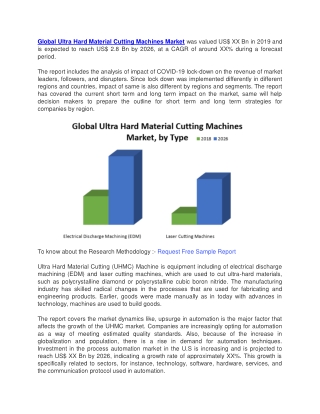 Global Ultra Hard Material Cutting Machines Market was valued US