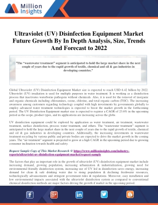 Ultraviolet (UV) Disinfection Equipment Market  Future Growth By In Depth Analys