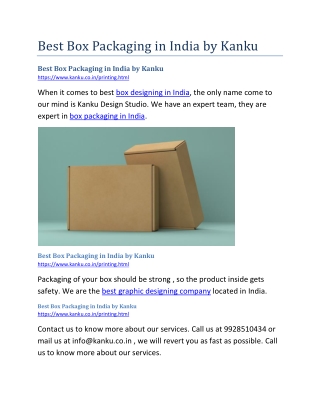Best Box Packaging in India by Kanku