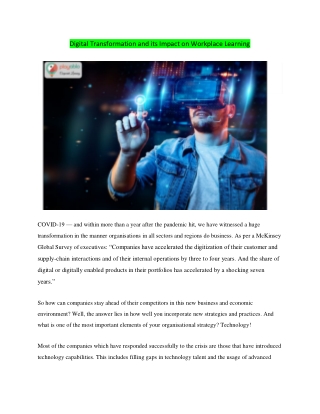 Digital Transformation and its Impact on Workplace Learning