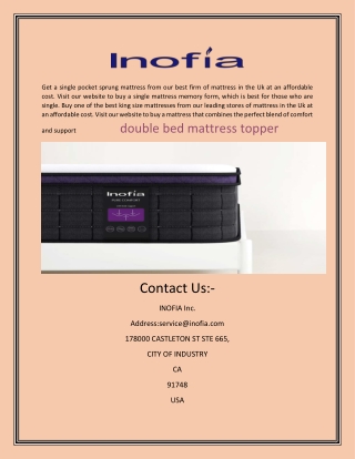 Double Mattress Memory Foam | Inofia.co.uk