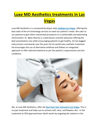 Luxe MD Aesthetics treatments in Las Vegas