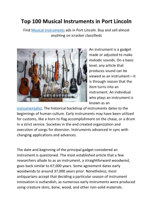 Top 100 Musical Instruments in Port Lincoln-converted