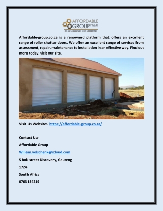 Roller Shutter Doors | Affordable-group.co.za