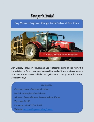 Buy Massey Ferguson Plough Parts Online at Fair Price