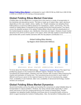 Global Folding Bikes Market is anticipated to reach US