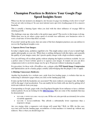 Champion Practices to Retrieve Your Google Page Speed Insights Score