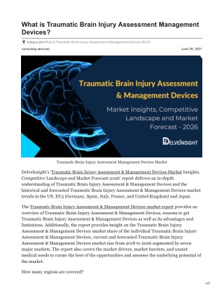 Traumatic Brain Injury Assessment Management Devices