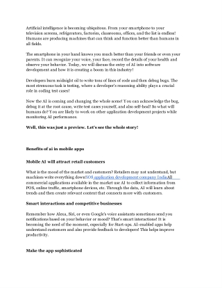 what are the benifites of ai in mobile apps