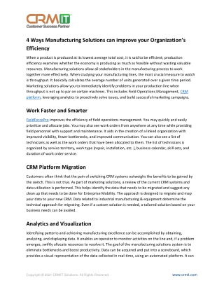 4 Ways Manufacturing Solutions can improve your Organization’s Efficiency