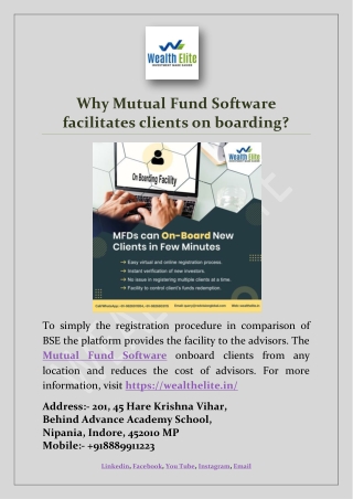 Why Mutual Fund Software facilitates clients on boarding?