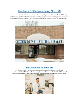 Routine and Deep cleaning Novi, MI