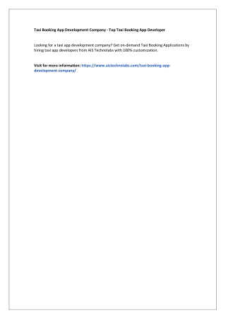 Taxi Booking App Development Company - Top Taxi Booking App Developer