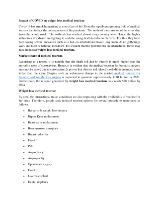 ALSA - external - Impact of COVID on weight loss medical tourism