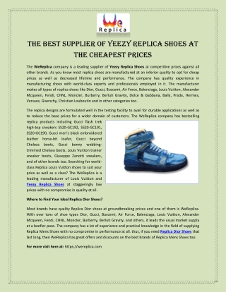 The Best Supplier of Yeezy Replica Shoes at the Cheapest Prices