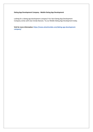 Dating App Development Company - Mobile Dating App Development