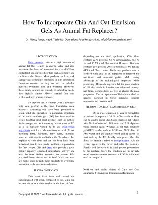 Chia and oat-emulsion gels as animal fat replacer?