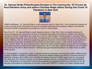 Dr. Samuel Bride-Philanthropist-Donates to The Community- ST.Vincent de Paul-Sal