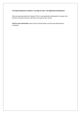 Taxi App Development Company | Taxi App For Sale | Taxi Application Development