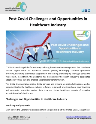 Post Covid Challenges and Opportunities in Healthcare Industry