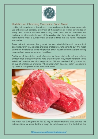 Statistics on Choosing Canadian Bison Meat