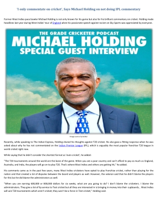 'I only commentate on cricket', Says Michael Holding on not doing IPL commentary