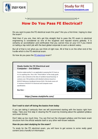 How Do You Pass FE Electrical