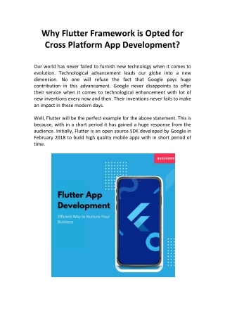 Why Choose Flutter For Cross Platform Development?