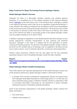Analysis of Hydrogen Industry: Food and Beverages Industry Offer High Growth Opp