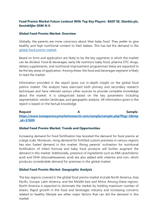 Food Premix Market Future Lookout With Top Key Players- BASF SE, Glanbia plc, Ko