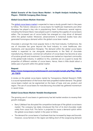 Global Scanario of the Cocoa Beans Market : In-Depth Analysis Including Key Play