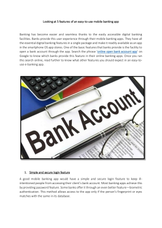 Looking at 5 features of an easy-to-use mobile banking app
