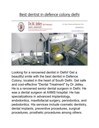 Best dentist in defence colony delhi