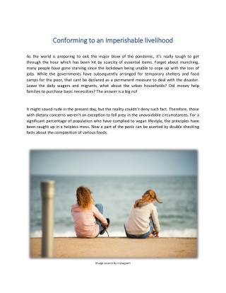 Conforming to an imperishable livelihood