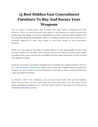 15 Best Hidden Gun Concealment Furniture To Buy And Secure Your Weapons