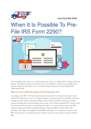 Form 2290 Online | Schedule 1 Proof | Form 2290 Filing | HVUT Due Date