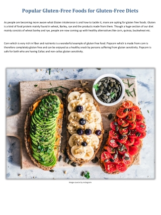 Popular Gluten-Free Foods for Gluten-Free Diets
