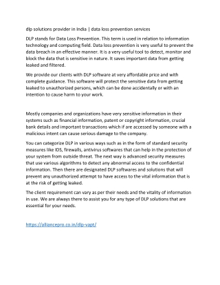 dlp solutions provider in India - data loss prevention services